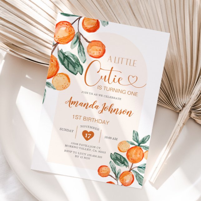 Invitation Boho Un petit mignon tourne Un Anniversaire Orange (Créateur téléchargé)