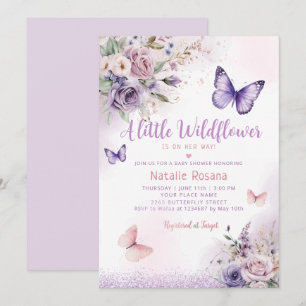 Invitation Boho Un Petit Papillon Floral Girl Baby shower