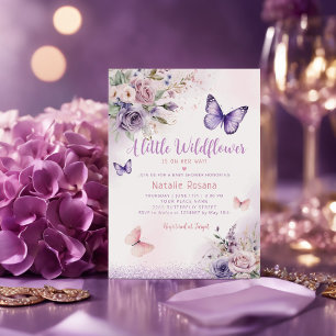 Invitation Boho Un Petit Papillon Floral Girl Baby shower