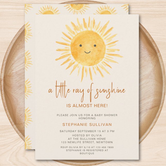 Invitation Boho Un petit rayon de soleil Baby shower (Créateur téléchargé)