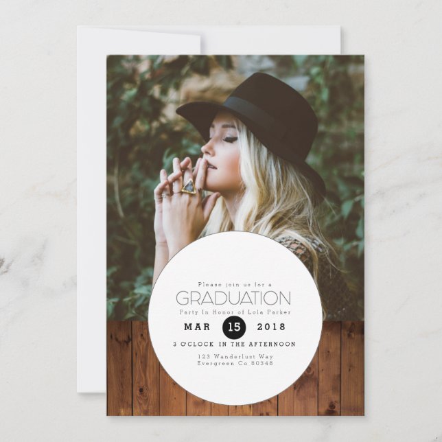 Invitation Boho urbain | Cercle Graduation Party Photo (Devant)