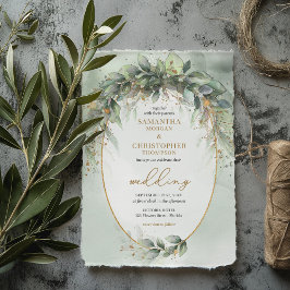 Invitation Boho verdure eucalyptus feuillage or mariage