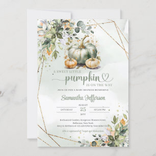 Invitation Boho verdure feuillage automne laisse vert citroui