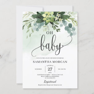 Invitation Boho verdure succulent feuillage floral oh bébé