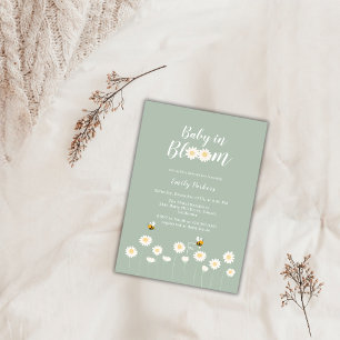 Invitation Boho Vert Daisy Floral Bébé En Fleur Douche