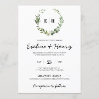 Boho vert monogramme succulent initiales mariage
