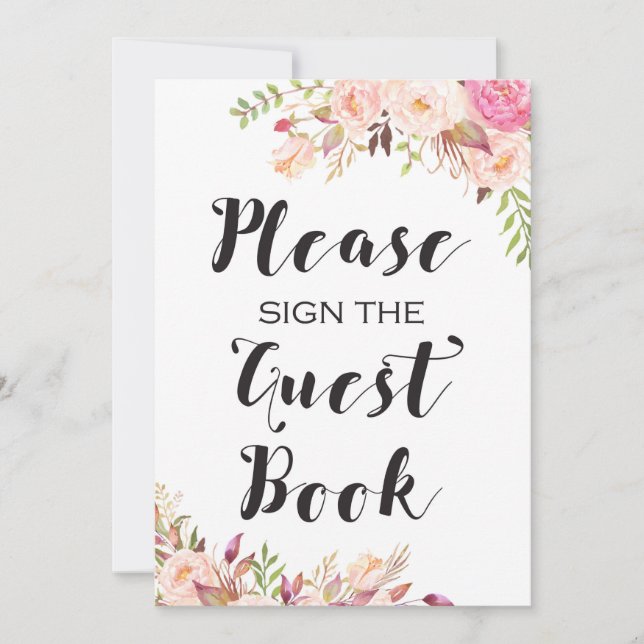 Invitation Boho Veuillez signer le livre d'or Signe 5x7" Tail (Devant)