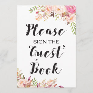 Invitation Boho Veuillez signer le livre d'or Signe 5x7" Tail