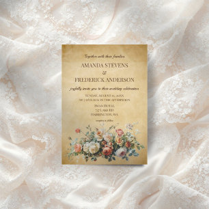 Invitation Boho vieux papier Vintage arrangement floral Maria