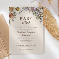 Boho Vintage Floral Beige Baby Baby shower BBQ