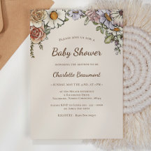 Boho Vintage Floral Genre Baby shower neutre