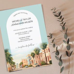 Invitation Boho Vintage Retro Destination Mariage Charleston