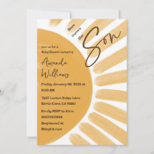 Invitation Boho Voici le Baby shower Son Sunshine
