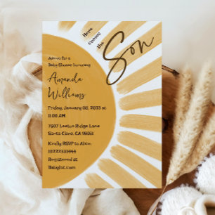 Invitation Boho Voici le Baby shower Son Sunshine