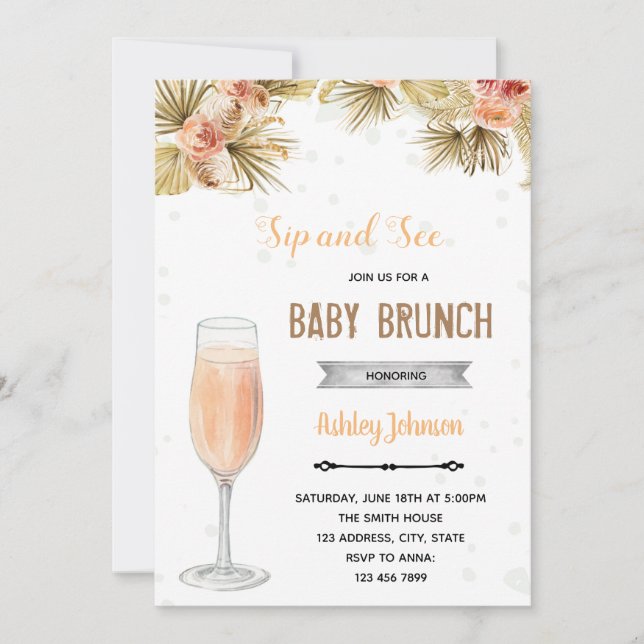 Invitation Boho voir boire et party de brunch (Devant)