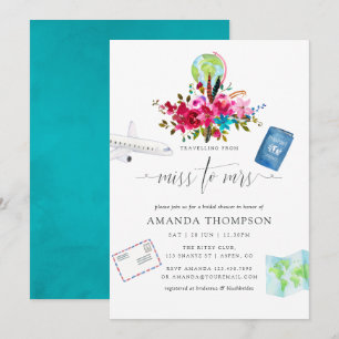Invitation Boho Voyageant De Miss À Mme Fête des mariées