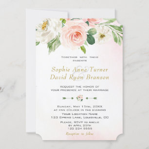 Invitation Boho Watercolor Blush Cream Flowers Mariage