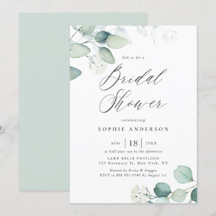 Invitation Boho Watercolor Eucalyptus Feuilles Fête des marié