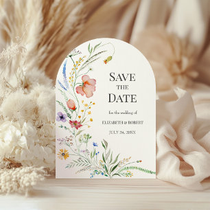 Invitation Boho Watercolor Fleur sauvage Arch Enregistrer La 
