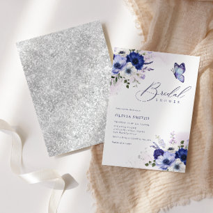 Invitation Boho Watercolor Flowers Fête des mariées papillon