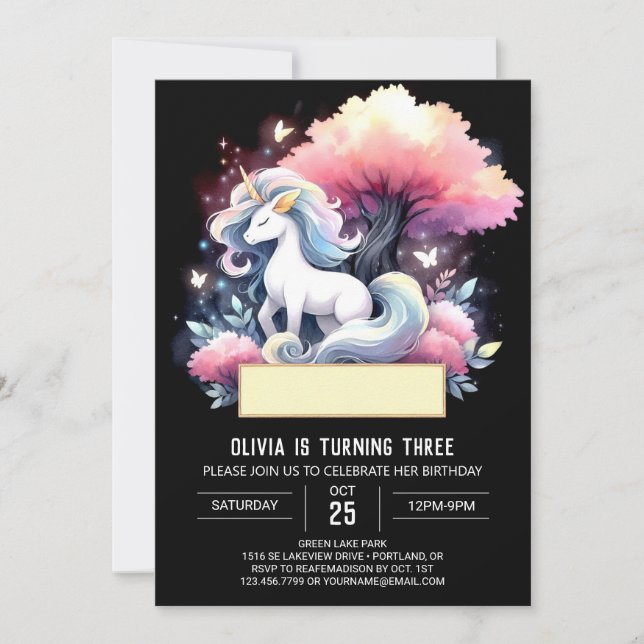 Invitation Boho Watercolor Horse Anniversaire (Devant)