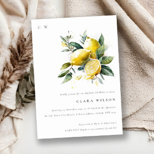 Invitation Boho Watercolor Jaune Lemon Garden Fête des mariée