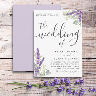 Invitation Boho Watercolor Lavender Floral Mariage