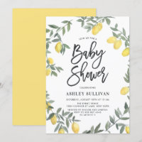 Boho Watercolor Lemon Wreath Baby shower