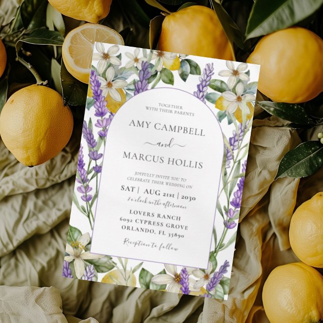Invitation Boho Watercolor Lemons & Lavender Mariage (Créateur téléchargé)