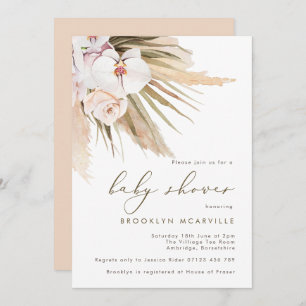 Invitation Boho Watercolor Pampas Grass Baby shower