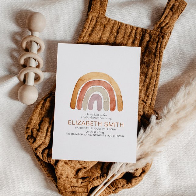 Invitation Boho Watercolor Rainbow Baby shower (Créateur téléchargé)