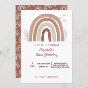 Invitation Boho Watercolor Rainbow Birday   Pampas Grass I