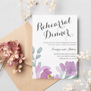 Invitation Boho Watercolor Rose Florals Dîner de répétition