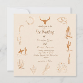 Invitation Boho Western Cowboy Mariage d'illustration