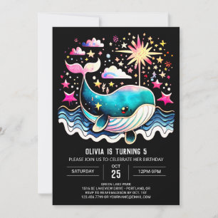 Invitation Boho Whale Waves Girl Birthday