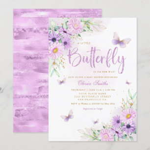 Invitation Boho Whimsical Floral Butterfly Girl Baby shower