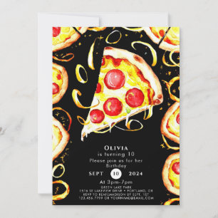 Invitation Boho Whimsical Pizza Anniversaire