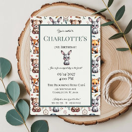 Invitation Boho Whimsical Woodland Animaux Baby Birthday