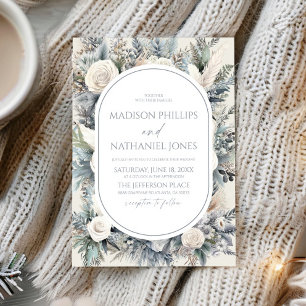 Invitation Boho White Rose Floral Mariage Jardin