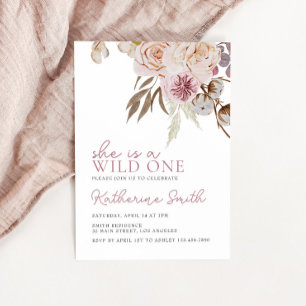 Invitation Boho Wild One   FLEUR SAUVAGE   Filles florales An