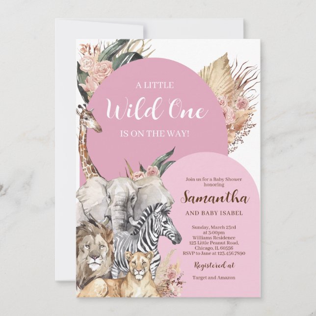 Invitation Boho Wild One Girl Baby shower (Devant)