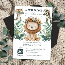 Boho Wild One Lion Baby shower Floral