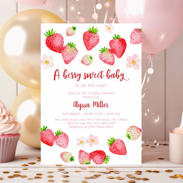 Invitation Boho Wild Strawberry Berry Baby shower doux (Créateur téléchargé)