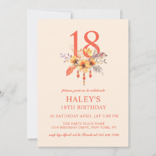 Invitation Boho Wildflower automne floral 18e anniversaire