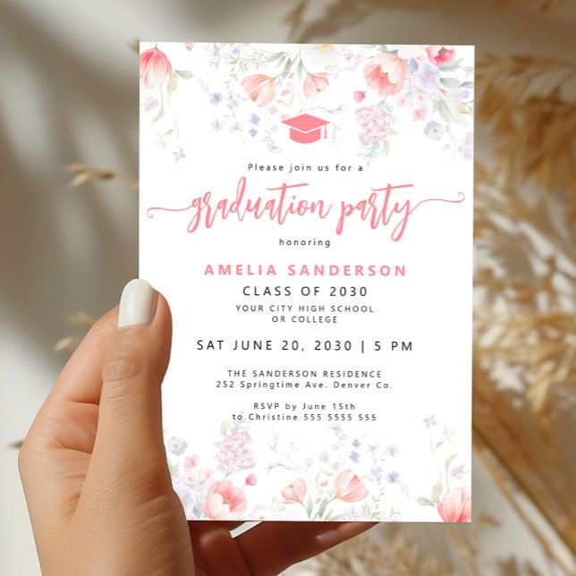 Invitation Boho wildflower bloom graduation party (Créateur téléchargé)