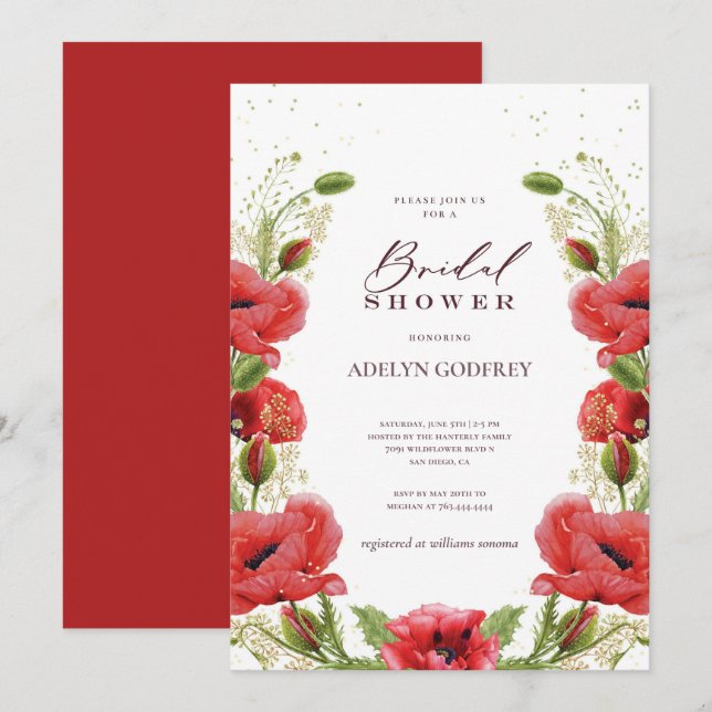 Invitation  Boho Wildflower Bridal Shower (Devant / Derrière)