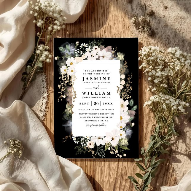 Invitation Boho Wildflowers Elegant Modern QR Code Wedding (Créateur téléchargé)