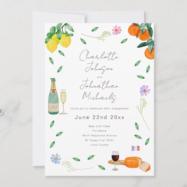 Invitation Boho Wine & Cheese Engagement Party (Devant)
