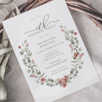 Boho Winter Greenery Red Floral 19e anniversaire