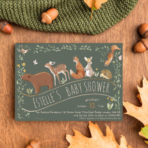 Invitation Boho Woodland Animaux Forest Friends Baby shower